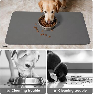 Підкладка під миску для собак та котів, нековзна, 40 x 60 см, сірий колір