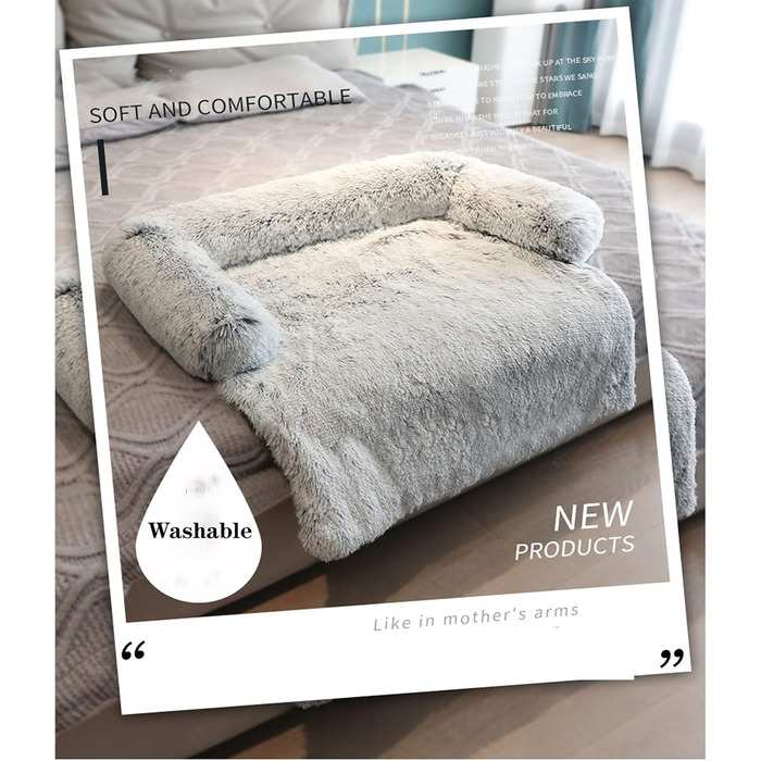 М'яка плюшева лежанка для собак, диван, заспокійлива лежанка, ультрам'яке хутро, лежанка для домашніх тварин, м'яка, миється, пухка ковдра, подушка, чохол на меблі, захист, лежанка для собак та котів (XL)