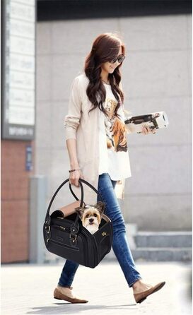 Сумка-переноска для собак та котів PetsHome, чорна, Premium-Nylon, водонепроникна, складна