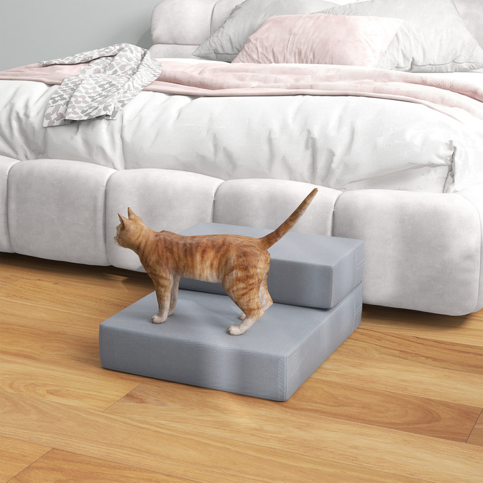 PawHut Pet Stairs Pet Pad 2 сходинки Складні сходи для собак Сходи для кішок і собак сірий L45 x W39 x H20 см | Аосом