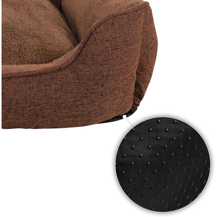 М'яке ліжко для собак Lionto знімний чохол, 110x80 см, коричневе, з антиковзким дном