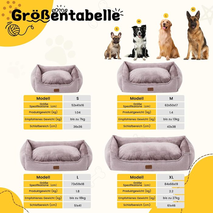 Ортопедичне ліжко для собак, маленьких та середніх порід, 52x41x16 см, м'яке та зручне, кошик для собак з високим бортиком, знімний та пральний чохол, неслизьке, для дому/автомобіля (Хакі, S)
