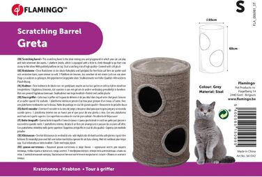 Дряпка для котів Flamingo Greta S: 2 яруси, сизаль та плюш, 60x35 см