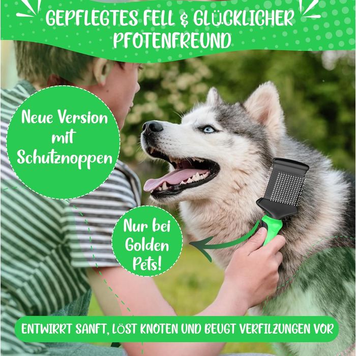 Зубна щітка для собак та котів з захисними нопочками - видаляє підшерсток, ковтуни та вузли. Ідеальна для догляду за шерстю довгошерстих собак, таких як кокапу, пудель. Розмір S. Зубна щітка 2.0, компактна