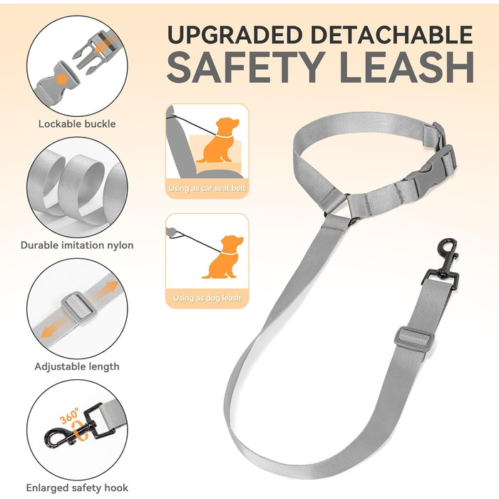 Автокрісло для собак PETFIT, 12.5 см, сіре, до 12 кг