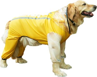 Дощовик для собак з ніжками, дихаючий, водонепроникний, з капюшоном та світловідбиваючими смугами, комбінезон для великих собак, розмір 6XL