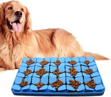 Килимок для ласощів для собак, силіконовий, з розширеннями, для зменшення нудьги, зелений (блакитний)