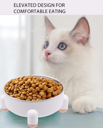 Миски для котів та собак з нержавіючої сталі, антиковзкі, підняті, 2 шт. (Білий)