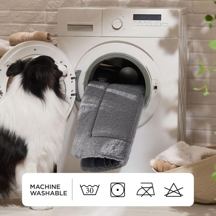 Килимок для собак середніх порід BEDSURE - 74x46 см, сірий, з шаруватим наповнювачем, Sherpa плюш, легко миється