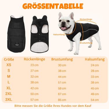 Зимовий теплий одяг для собак - водонепроникний теплий куртка з флісовою підкладкою, світловідбиваючий, чорний, L