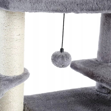 Високий кігтеточка-комплекс Petjet, сірий, сизаль, 5 рівнів