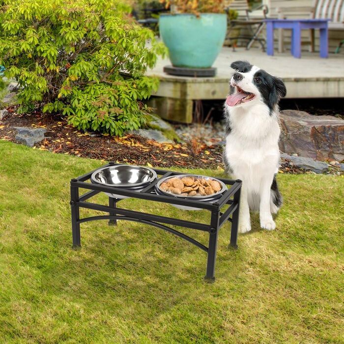Підвищена годівниця для собак Funkeen з подвійними мисками з нержавіючої сталі, для середніх собак, об'єм 1 кварту