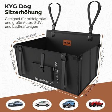 Автокрісло для собак KYG Extra Stable: водонепроникне, антиковзне, на заднє сидіння (70x55x36 см)