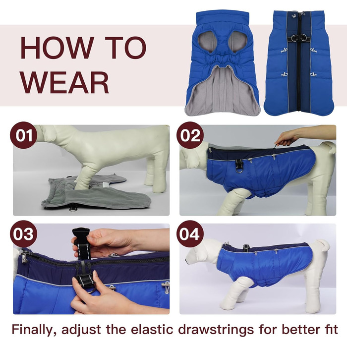 Теплий зимовий одяг для собак великих порід: куртка, комбінезон, жилет. Відображення, водовідштовхування, камуфляж армійсько-зелений (XX-Large, Royalblau)