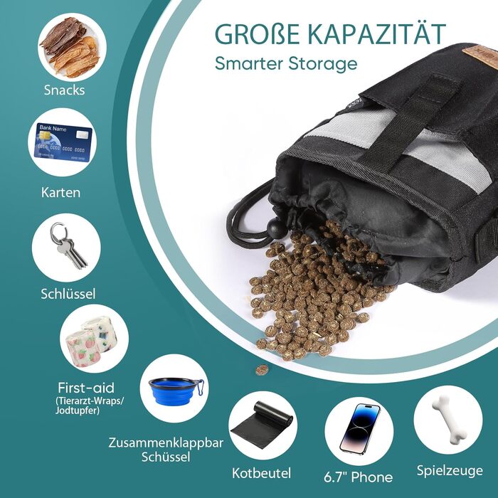 Сумка для ласощів для собак Leckerlitasche, поясна сумка для прогулянок, водонепроникна, чорна та зелена