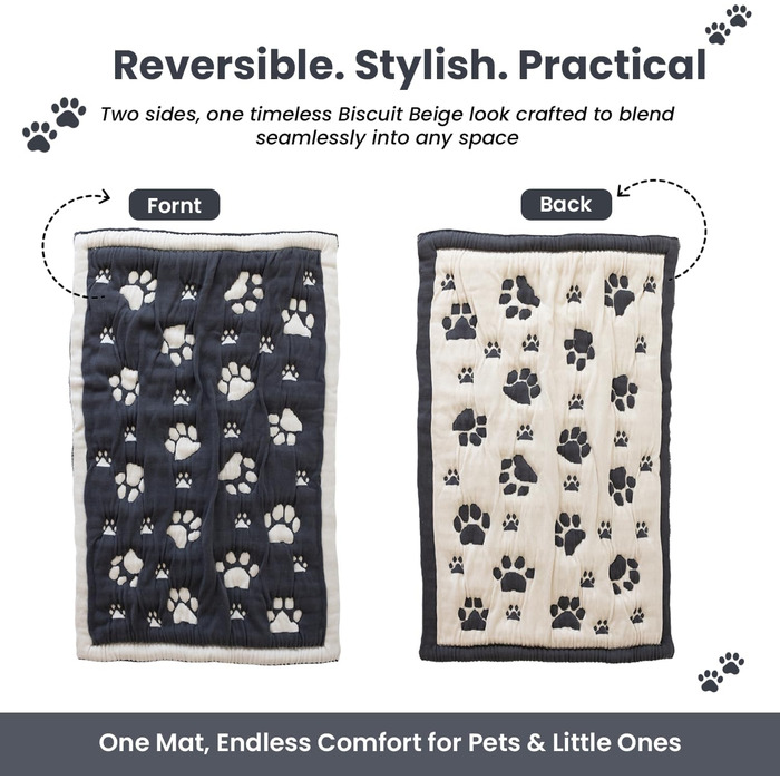 Килимок для собак та котів PetMat з органічної бавовни, двосторонній, безшовний, м'який 3D-в'язаний, 40.6 x 61 см, Charcoal Harbor Mist