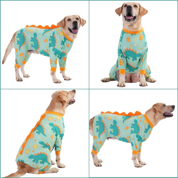 Комбінезон для собак великих порід LovinPet: дихаючий, з UV-захистом, антибактеріальний, для відновлення після операцій, зелено-помаранчевий, XX-Large