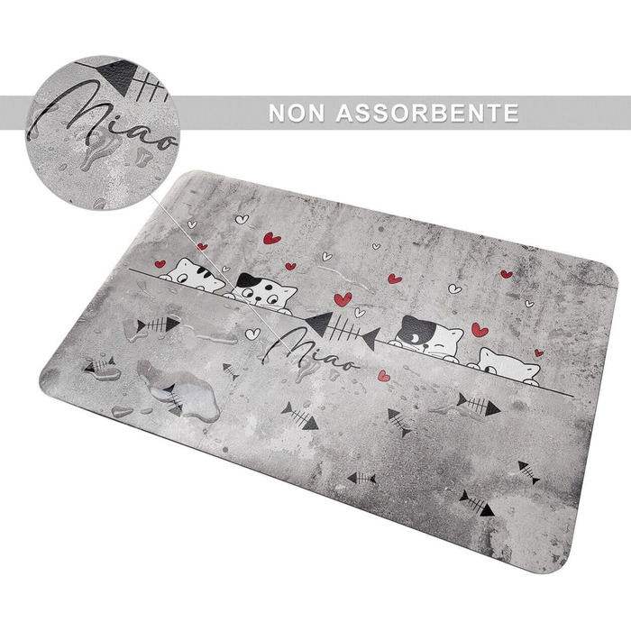 Підкладка гумова Emmevi для миски, антиковзаюча, 30x46 см, для собак та котів