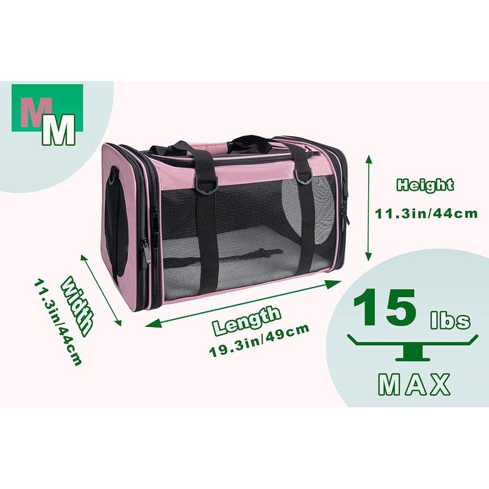 Транспортна переноска для котів та собак середніх розмірів, складна, M, Magenta