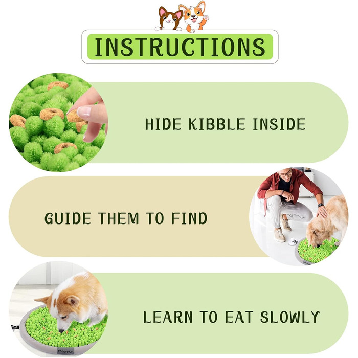 Schnüffelmatte для собак POPETPOP: миюча, з присосками, килимок для корму, великий/маленький, зелений (42 см)