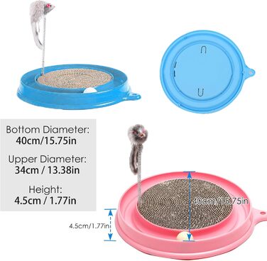 Кігтеточка для котів з м'ячиком та іграшковою мишкою - інтерактивна іграшка для кошенят, тренування та розваги. Ігровий мат для котів, синій.