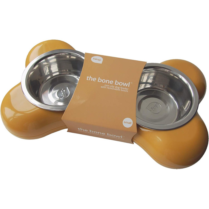Миска для собак від Hing Designs - подвійна миска 'The Bone' (жовта)