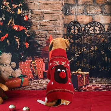 Пуловер для собак на Різдво, кумедний пуловер для собак з мультфільмом оленя, Санти та сніжинками, теплий в'язаний пуловер для собак маленьких, середніх та великих порід, XXS- (110-Green, ) 110-Grün (XS, 111-Schwarz)