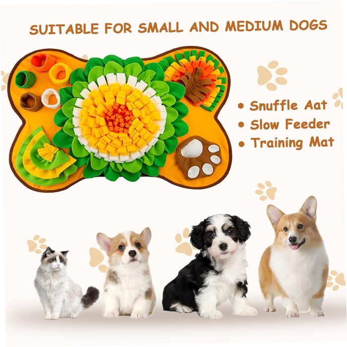 Килимок для собак, 63,5 x 43,2 см, великий, миючий, з дзвоником, антиковзкий, для інтелектуальних ігор, іграшка-головоломка для собак