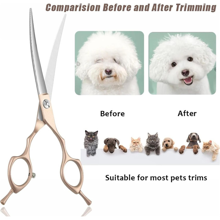 Професійна вигнута ножиця для собак 7 дюймів (440C сталь) - для грумінгу собак та котів