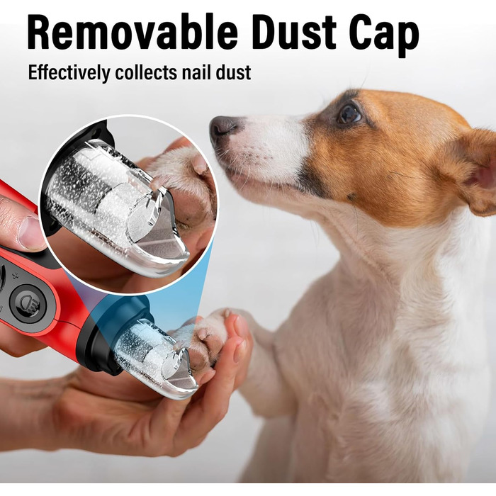 Шліфувальник кігтів для собак Casfuy Smarter Krallenschleifer 6-ступінчатий з LED-підсвіткою, тихий, перезаряджається, для собак та котів великих, середніх та малих порід (червоний)