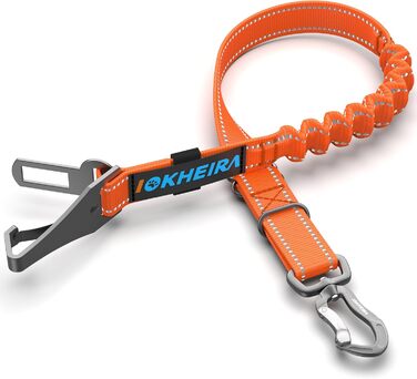 Ремінь безпеки для собак IOKHEIRA, регульований, для автомобіля, універсальний з'єднувач, оранжевий