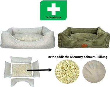 Ортопедичне ліжко для собак Elropet з м'якого корду, кошик для собак XS/S/M/L/XL (XXL 145x110x30 см), оливковий колір