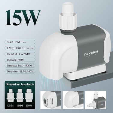 Акваріумна водяна помпа Boxtech BT-P01, 15 Вт