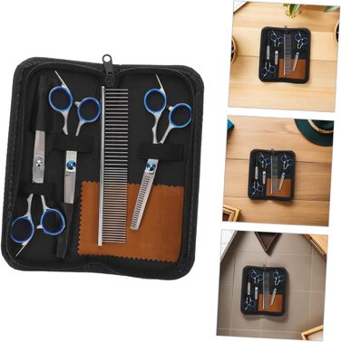 Набір професійних ножиць для грумінгу собак та котів. Зручні ножиці з вигнутими та прямими лезами. Зі сталі, з кейсом.