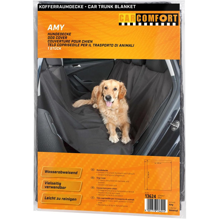 Чохол для собак на заднє сидіння автомобіля Walser Amy - чорний, захист сидіння, автодеки для собак