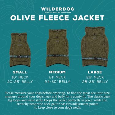 Wilderdog флісова куртка для собак з неопреновою шийною пов'язкою, розмір M, оливкова