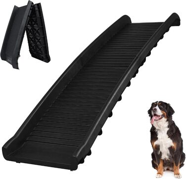 Рампа для собак Aufun: складана, чорна, до 90 кг, 156 x 40 см