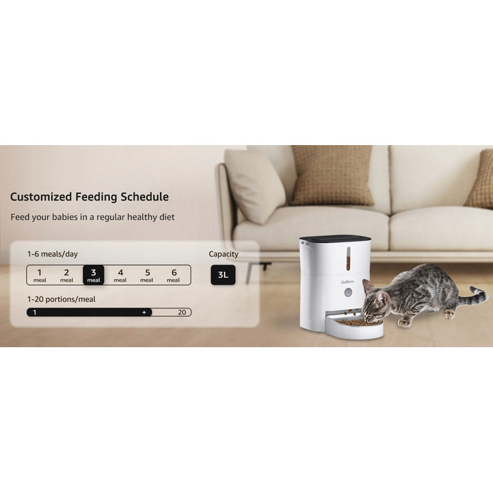 Автоматичний годувальник для собак та котів Balimo з WiFi 2.4G, 3 л