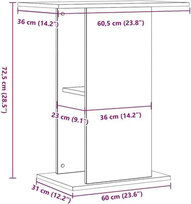 Підставка для акваріума vidaXL з ДСП, артезіанський дуб, 36x60,5x72,5 см