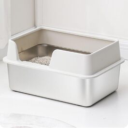 Великий котячий туалет MENDUNER із нержавіючої сталі 50x35x25 см білий