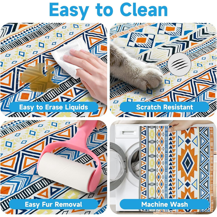 Водонепроникний двосторонній килимок для собак YOSEPATI, 208 x 173 см, блакитний медальйон. Захист дивану та меблів від бруду та шерсті. Підходить для цуценят, котів та дітей. Легко миється та перевертається.