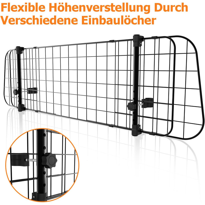 Сітка для собак у машину Herrselsam, перегородка в багажник, захист для собак, регульована ширина, з кріпленням на ремінь безпеки