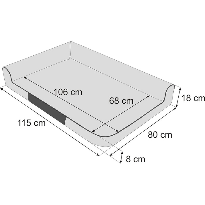 Крісло-ліжко для собак XXL, 115x80 см, темно-сірий колір, EKOLEIN