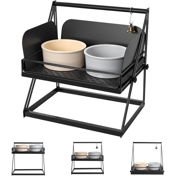 Підставка для мисок для собак OneTigris, регульована висота 28 см, анти-розливання, з дзвіночком, для середніх та великих собак