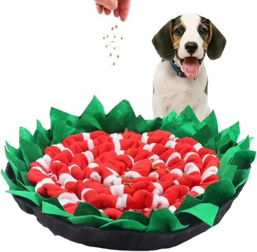 Килимок для собак Naglreia - інтелектуальна іграшка для приховування корму, міцний, інтерактивний, сприяє природному пошуку їжі, миється, не слизький, 50*50 см (зелений/червоний)