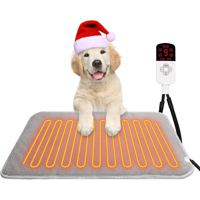 Кішечковий та собачий килимок-грілка TEOV: регулювання температури 20-55°C, таймер, водонепроникність, 45x70 см