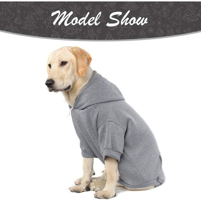 KOOLTAIL: Теплий пуловер з капюшоном для собак - м'який, з отвором для повідка та кишенею. Зимовий одяг для собак різних розмірів (X-Large/XX-Large, сірий)