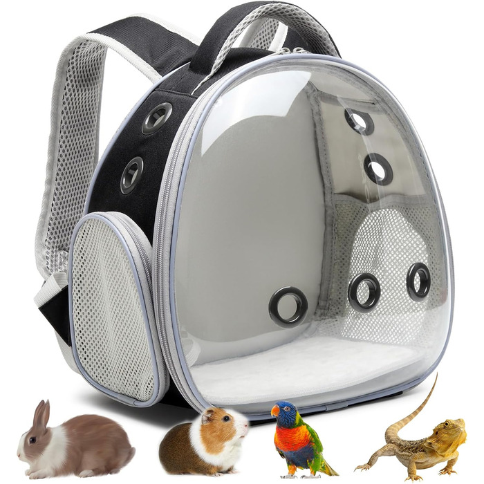 Рюкзак для перенесення домашніх тварин Ioview: для хом'яків, морських свинок, птахів, котів, кроликів, черепах, їжаків. Чорний, дихаючий