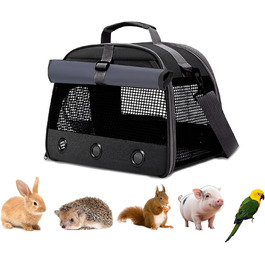 Транспортна переноска для дрібних тварин APKOL, переноска для морських свинок, кроликів, хом'яків, їжаків, (чорна)