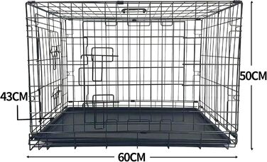 Складаний металевий вольєр для маленьких собак з 2 дверцятами, 61×43×50 см